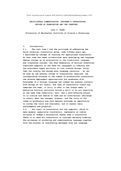 Multilingual communication - Machine Translation Archive