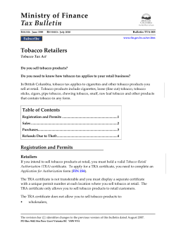 Tobacco Retailers - Province of British Columbia