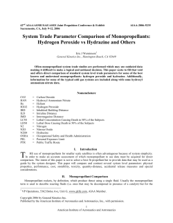 System Trade Parameter Comparison of Monopropellants