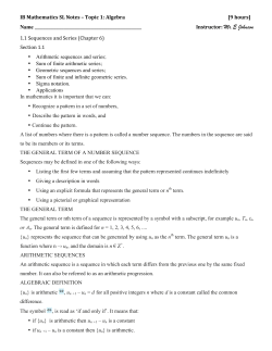 Topic 1.1 Sequences and Series