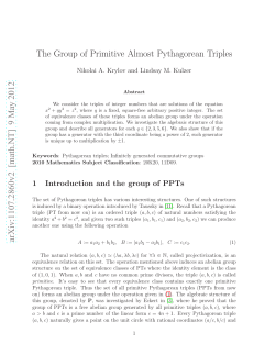 The Group of Primitive Almost Pythagorean Triples