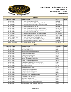 Retail Price List for March 2016