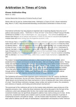 Arbitration in Times of Crisis