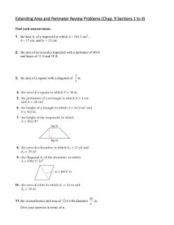 Extending Area and Perimeter Review Problems (Chap. 9 Sections