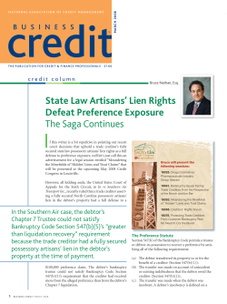 State Law Artisans` Lien Rights Defeat Preference Exposure The