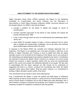 HESA STATEMENT TO THE HIGHER EDUCATION SUMMIT