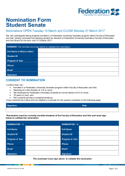 Nomination Form Student Senate - Federation University Australia