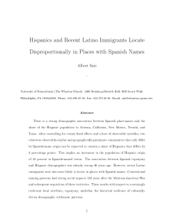 Hispanics and Recent Latino Immigrants Locate