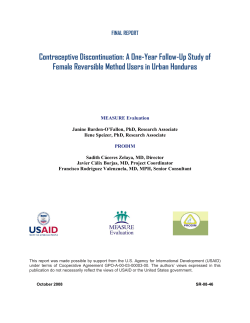 Contraceptive Discontinuation: A One-Year Follow