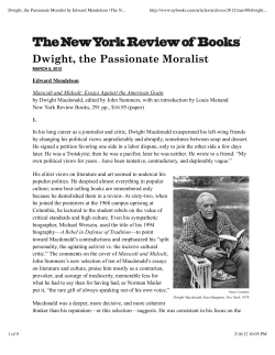 Dwight, the Passionate Moralist | The New York Review of Books