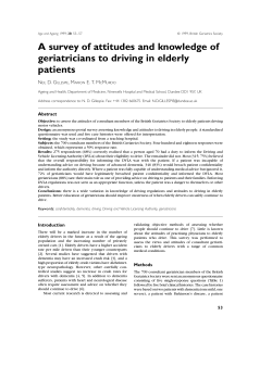 A survey of attitudes and knowledge of geriatricians to driving in