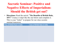 Socratic Seminar: Positive and Negative Effects of Imperialism