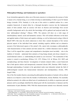 Philosophical Ethology and Eudaimonia in Agriculture