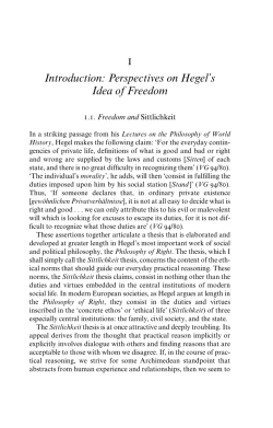 Perspectives on Hegel`s Idea of Freedom