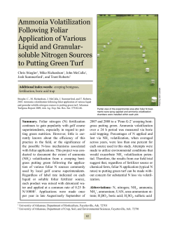 Ammonia Volatilization Following Foliar Application of Various