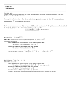 MATH 1910 The Chain Rule x ( ) = &minus; f g x ( ) ( ( )) = &prime; = &prime; &sdot; &prime; F