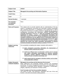 Subject Code AF5231 Subject Title Managerial Accounting and