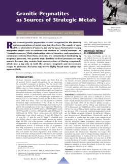 Granitic Pegmatites as Sources of Strategic Metals
