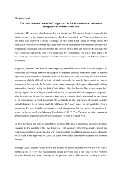 The clash between &ldquo;two worlds&rdquo;: support of the war in Austrian and