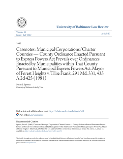 Casenotes: Municipal Corporations/Charter Counties&mdash;County