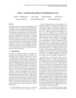 iPlane: An Information Plane for Distributed Services
