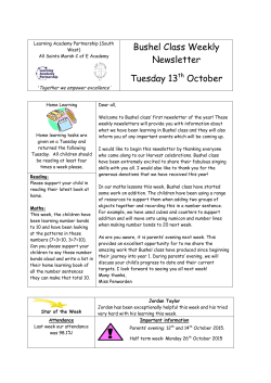Bushel Class Weekly Newsletter Tuesday 13th