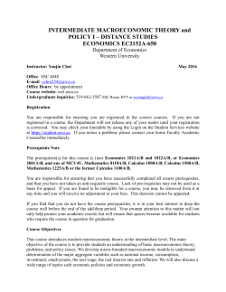INTERMEDIATE MACROECONOMIC THEORY and POLICY I