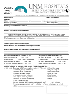 Pediatric Sleep History Form English