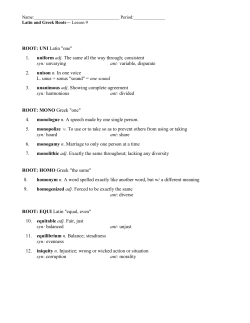 ROOT: UNI Latin "one"