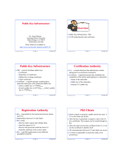 Overview Public Key Infrastructure Certification Authority