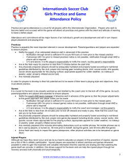 Internationals Soccer Club Girls Practice and Game Attendance Policy