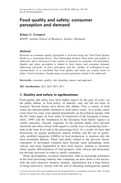 Food quality and safety: consumer perception and demand