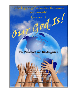 For Preschool and Kindergarten &ldquo;In the beginning God created the