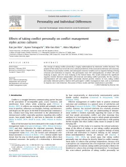 Effects of taking conflict personally on conflict management styles