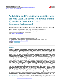 Nodulation and Fixed Atmospheric Nitrogen of Some Local Lima Bean