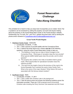 Forest Reservation Challenge Take-Along Checklist