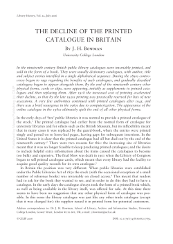 THE DECLINE OF THE PRINTED CATALOGUE IN BRITAIN