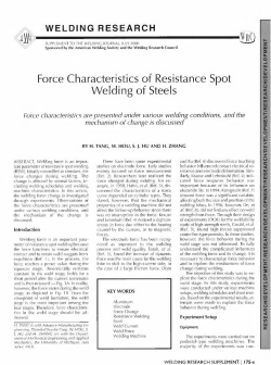 Force Characteristics of Resistance Spot Welding of Steels