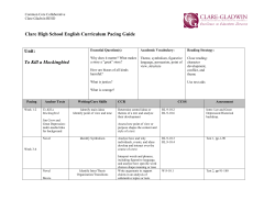 English 10 To Kill a Mockingbird Pacing Guide