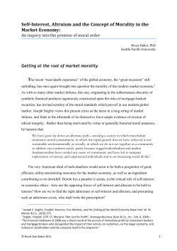 Self-Interest, Altruism and the Concept of Morality in the Market