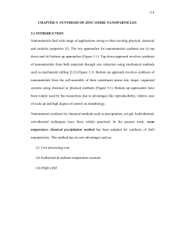 114 CHAPTER 3: SYNTHESIS OF ZINC OXIDE