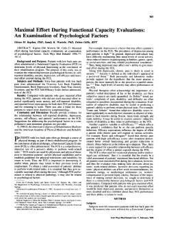 Maximal Effort During Functional Capacity Evaluations