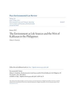 The Environment as Life Sources and the Writ of Kalikasan in the