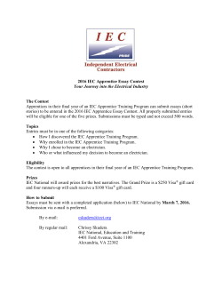 2016 IEC Apprentice Essay Contest Your Journey into the Electrical