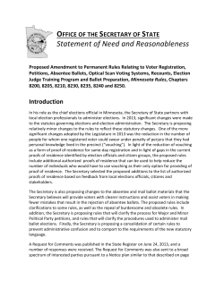 Statement of Need and Reasonableness