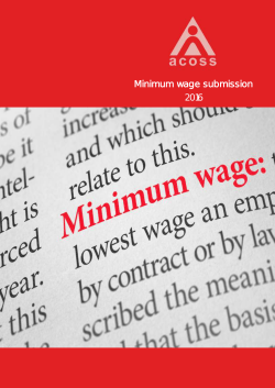 ACOSS submission to the Minimum Wage Review, 2016