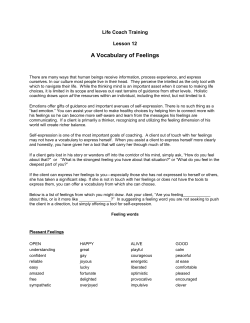 A Vocabulary of Feelings - Foundation for Holistic Life Coaching