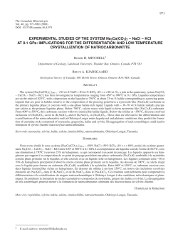 EXPERIMENTAL STUDIES OF THE SYSTEM Na2Ca(CO3)2 &ndash; NaCl