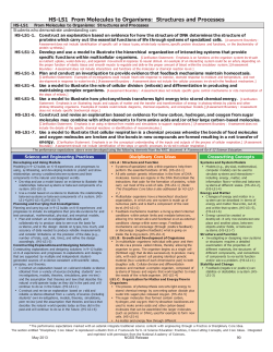 HS-LS1 From Molecules to Organisms: Structures and Processes