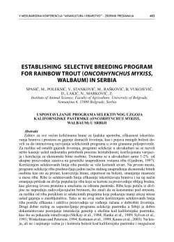 ESTABLISHING SELECTIVE BREEDING PROGRAM FOR